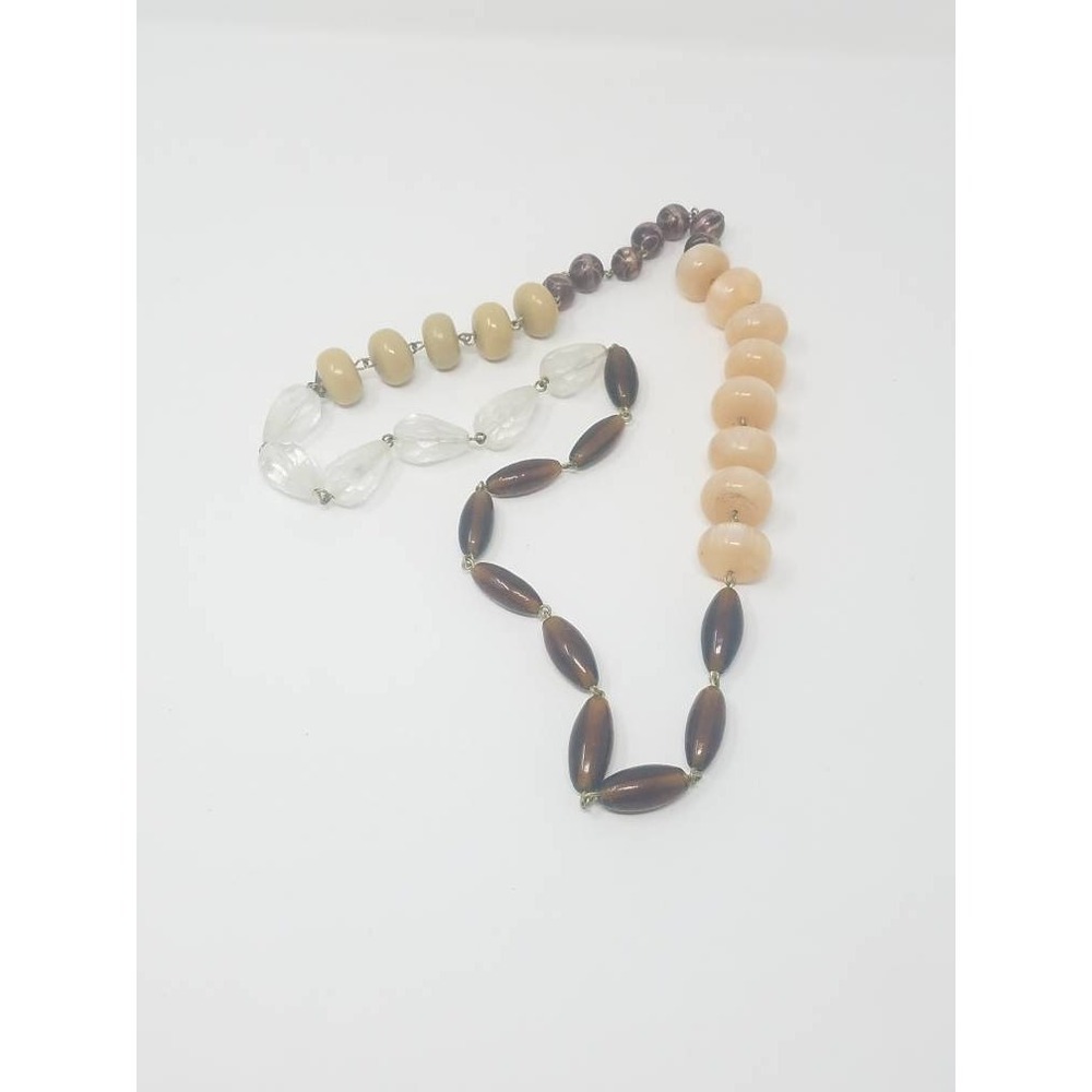 Vtg Funky Chunky 1980s big-bead glass‎ resin long necklace